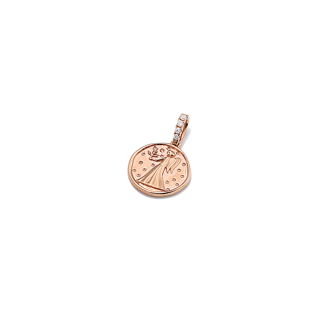 Virgo Zodiac Charm with Natural Diamond Accent in 14k Rose Gold