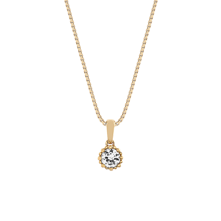 White Natural Sapphire Pendant in 14k Yellow Gold (18 in)