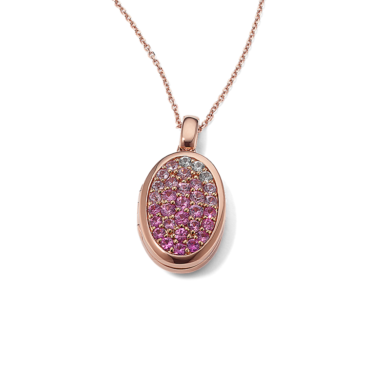 White and Pink Natural Sapphire Ombre Locket (24 in)