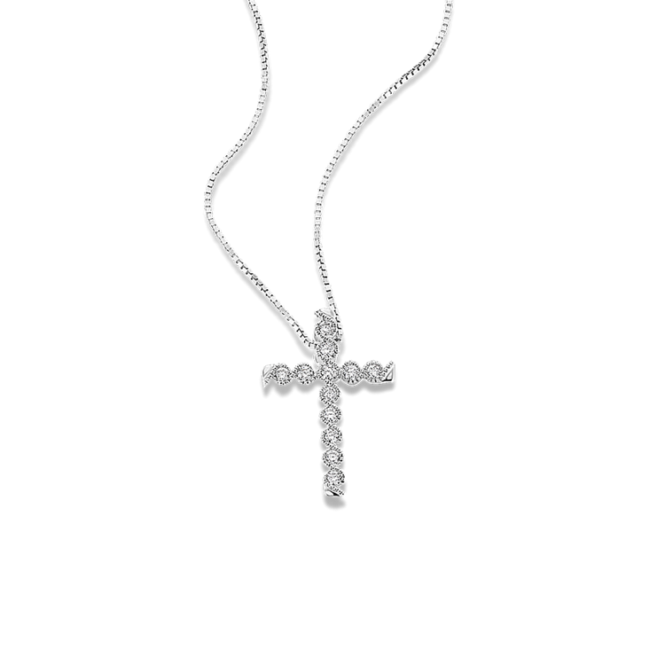 Wrapped Round Natural Diamond Cross Pendant (18 in)