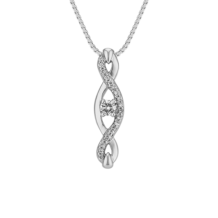 Wrapping Swirl Natural Diamond Pendant in Sterling Silver (18 in)