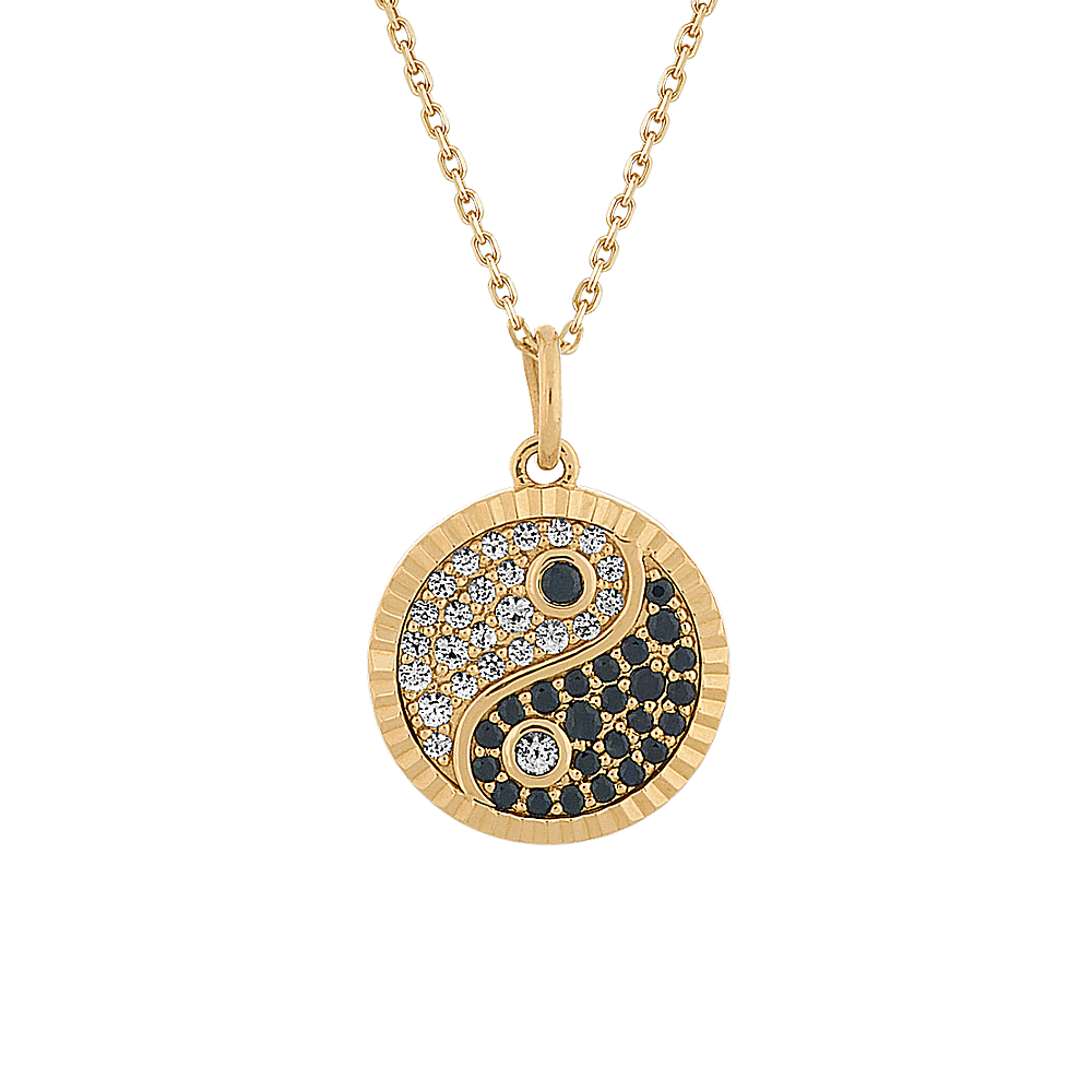 Yin-Yang Pendant with Black and White Sapphires (18 in)
