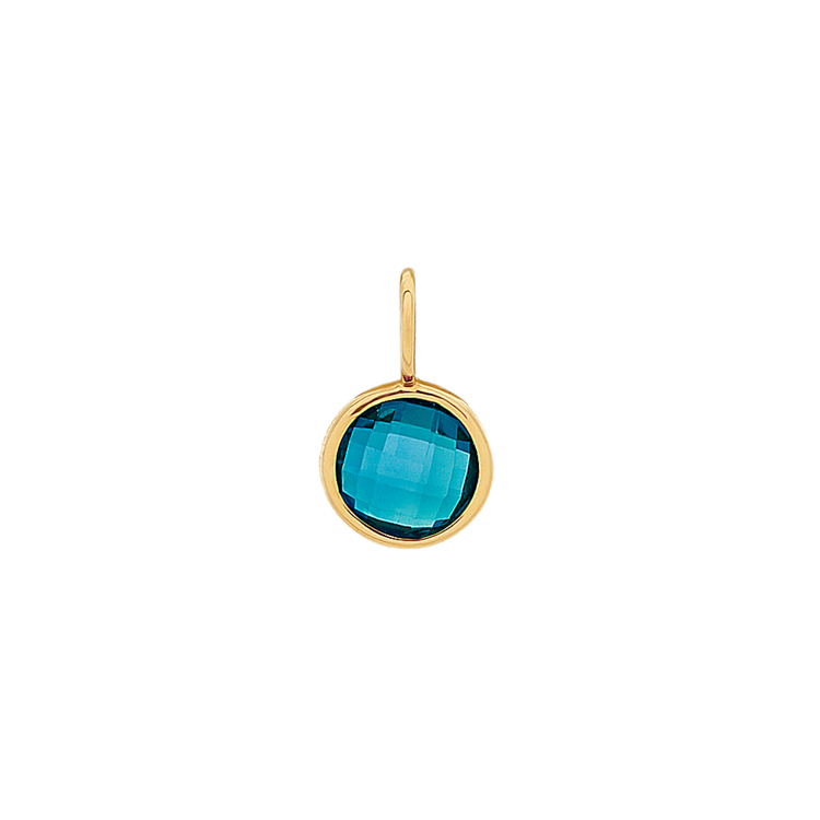 You Are One of a Kind - Natural London Blue Topaz Charm in 14k Yellow Gold