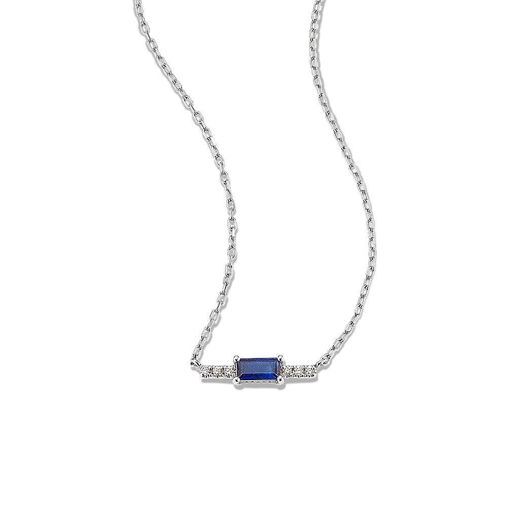 Midnight Blue Sapphire and Diamond Pendant (20 in)