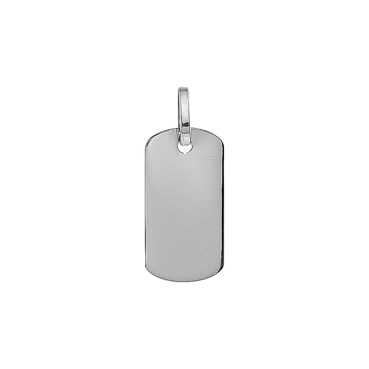 Dog Tag Charm in 14K White Gold
