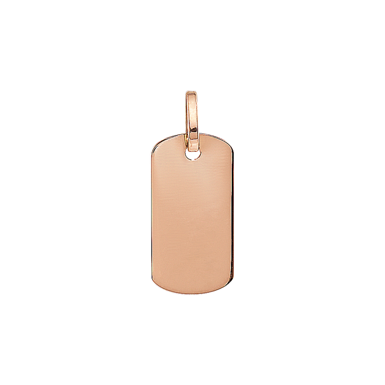 Dog Tag Charm in 14K Rose Gold