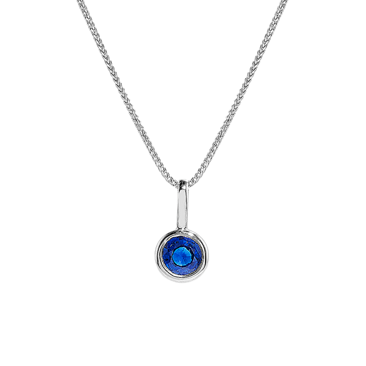 Shoreline Traditional Blue Natural Sapphire Dangle Pendant in Sterling Silver (22 in)