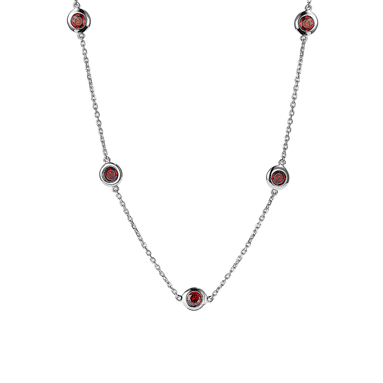 Mina Bezel-Set Natural Garnet Necklace in Sterling Silver (20 in)