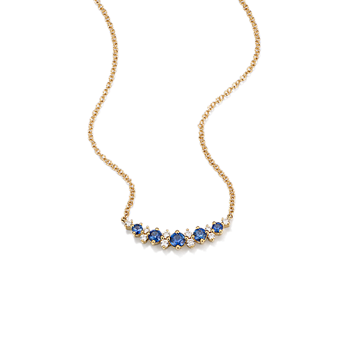 Swan Sapphire & Diamond Bar Necklace in White Gold | Shane Co.