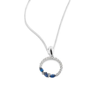 Blue Sapphire Evil Eye Pendant With Diamonds - 14k Rose Gold, 3.5mm Sapphire, Natural Diamonds | Protection & Style