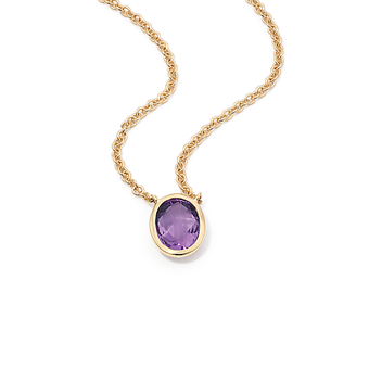 Cross-Faceted Amethyst Bezel Necklace (Pear) | Shane Co.