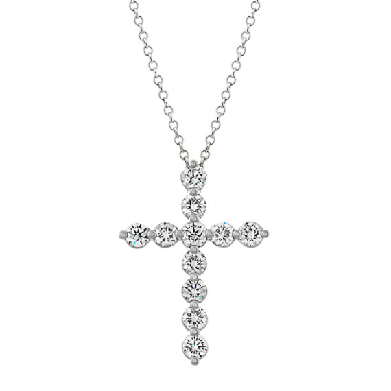 11-Stone Diamond Cross Necklace (22 in)