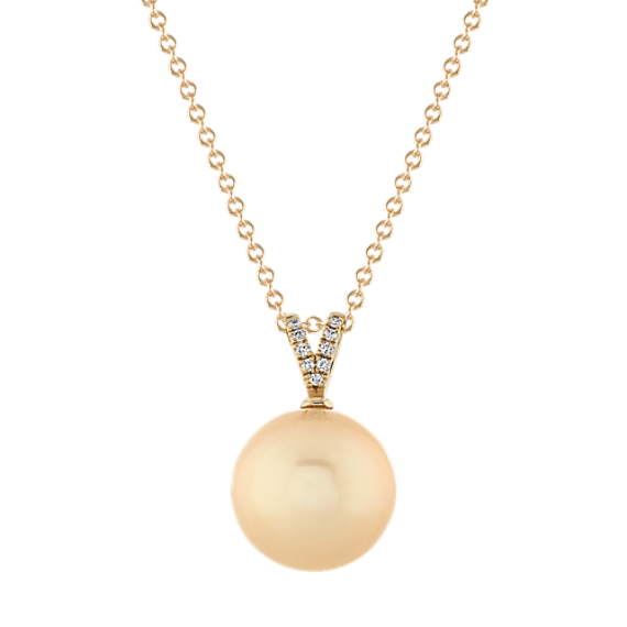 Cultured Golden South Sea Pearl & Diamond Pendant