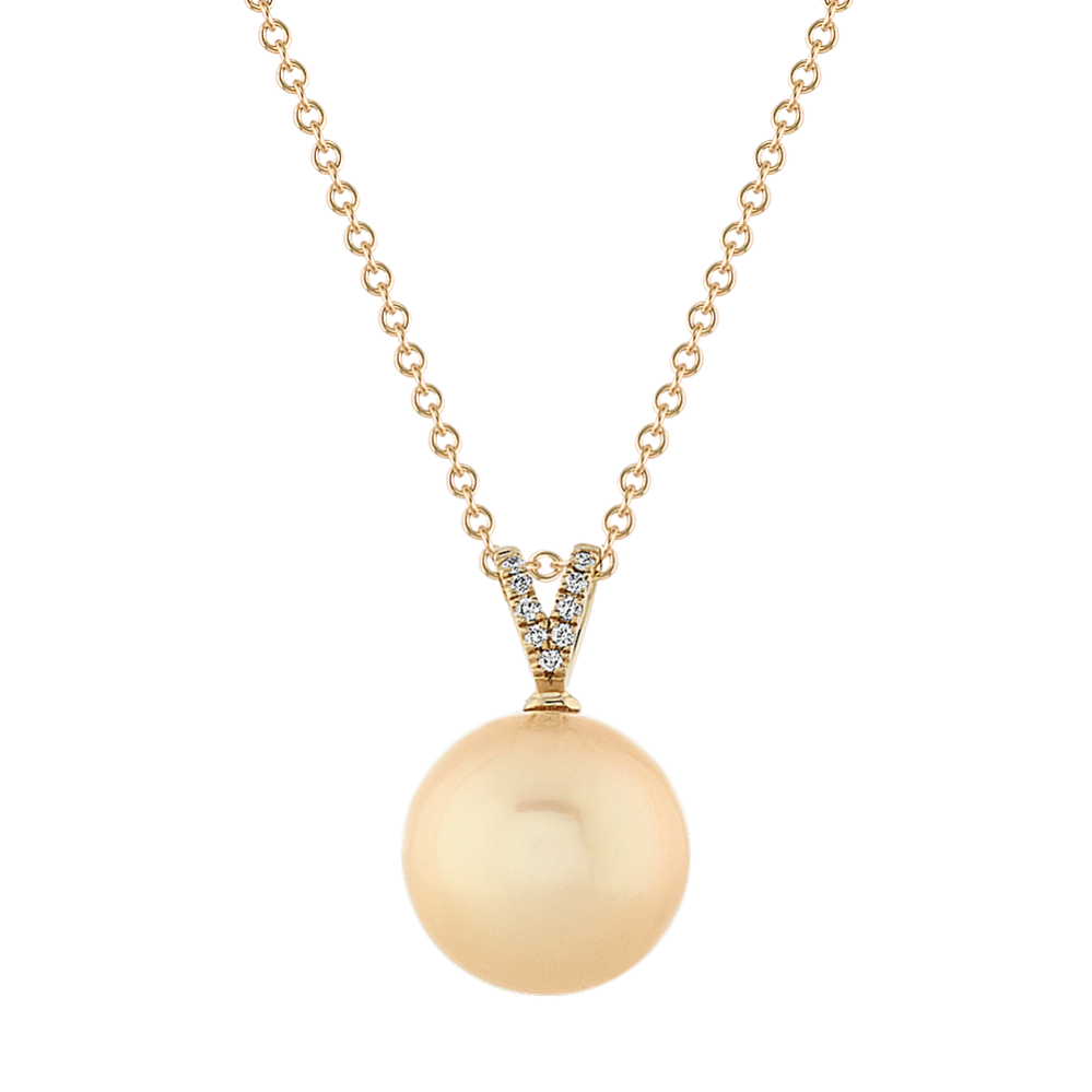 10mm Cultured South Sea Pearl and Diamond Necklace (22 in)