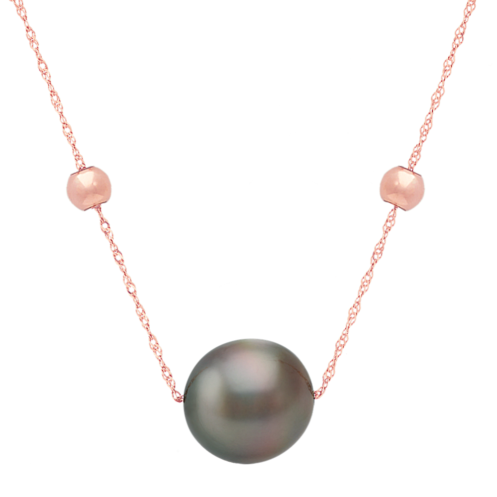 10mm Tahitian Cultured Pearl Necklace in 14k Rose Gold (18 in)