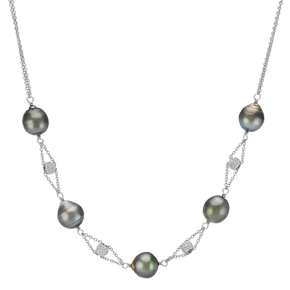 10mm Tahitian Cultured Pearl and Sterling Silver Necklace (18'')