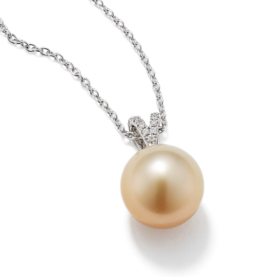 Cultured Golden South Sea Pearl & Diamond Pendant
