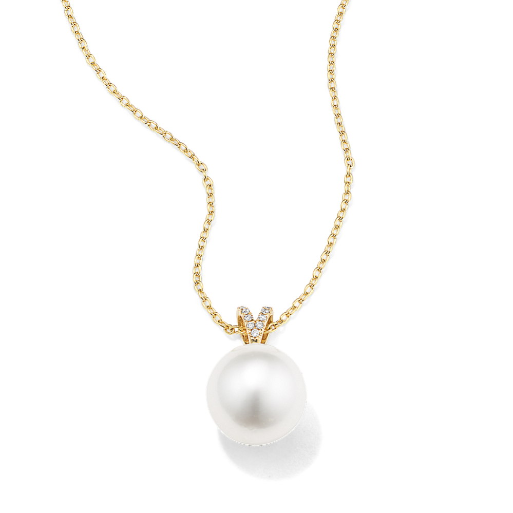 10mm South Sea Pearl Necklace in 14K Yellow Gold (22 in)