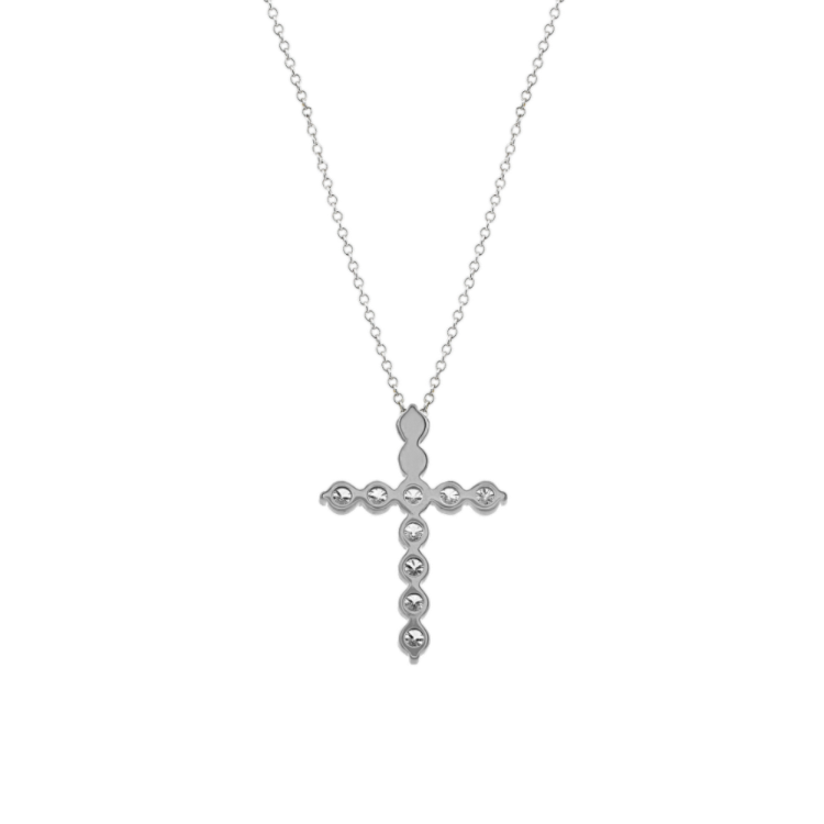 11-Stone Natural Diamond Cross Necklace (22 in)