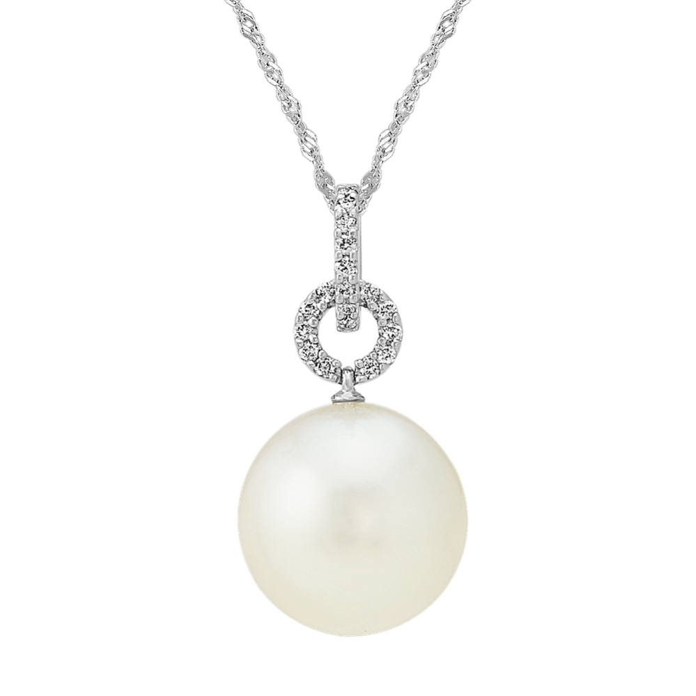 12mm South Sea Cultured Pearl and Diamond Pendant (20 in)