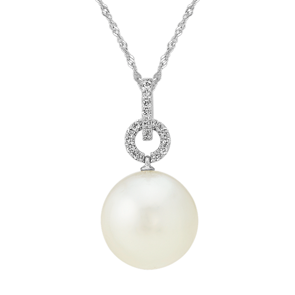 12mm South Sea Cultured Pearl and Diamond Pendant (20'')