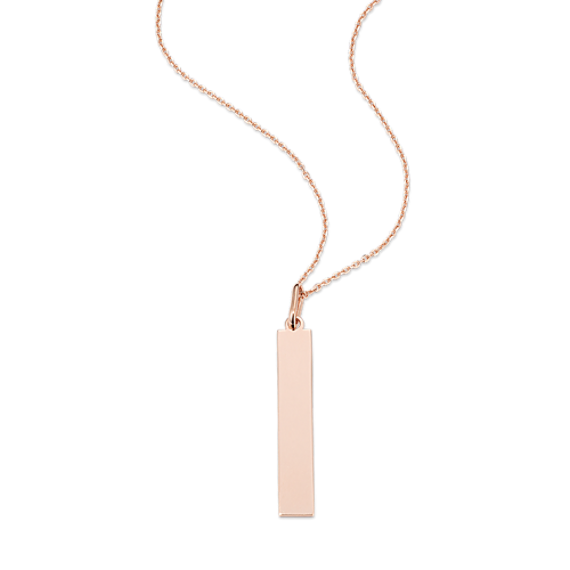 14K Rose Gold Medium Vertical Bar Necklace