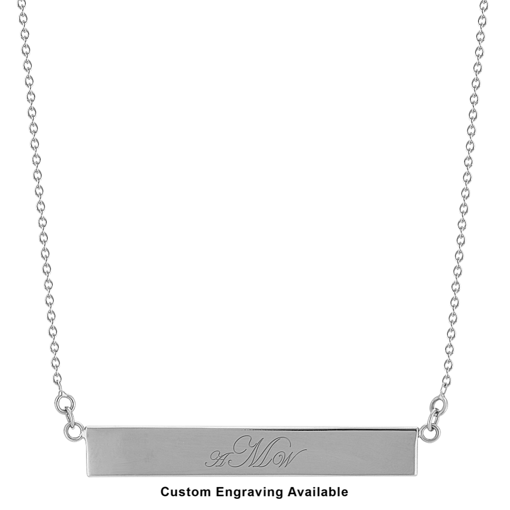 Name bar necklace on sale white gold