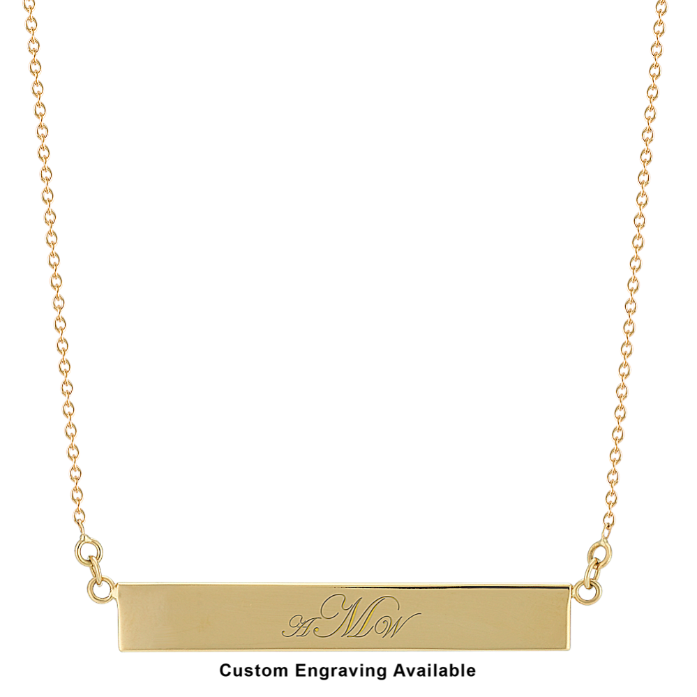 14k gold bar necklace engraved discount
