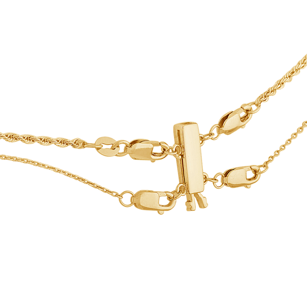 14K Yellow Gold TwoNecklace Layering Clasp Shane Co.