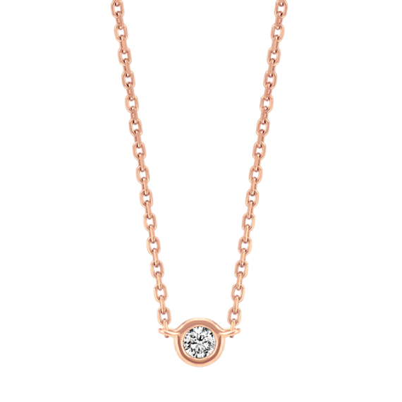 Oslo Bezel-Set Natural Diamond Necklace in 14K Rose Gold (18 in)