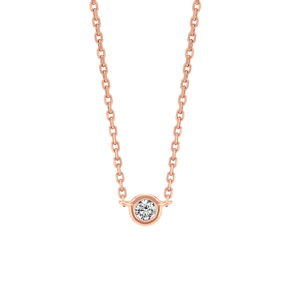 Oslo Bezel-Set Natural Diamond Necklace in 14K Rose Gold (18 in)