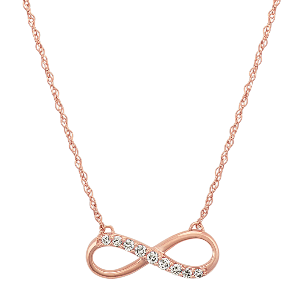 14k Rose Gold Diamond Infinity Necklace (18'')