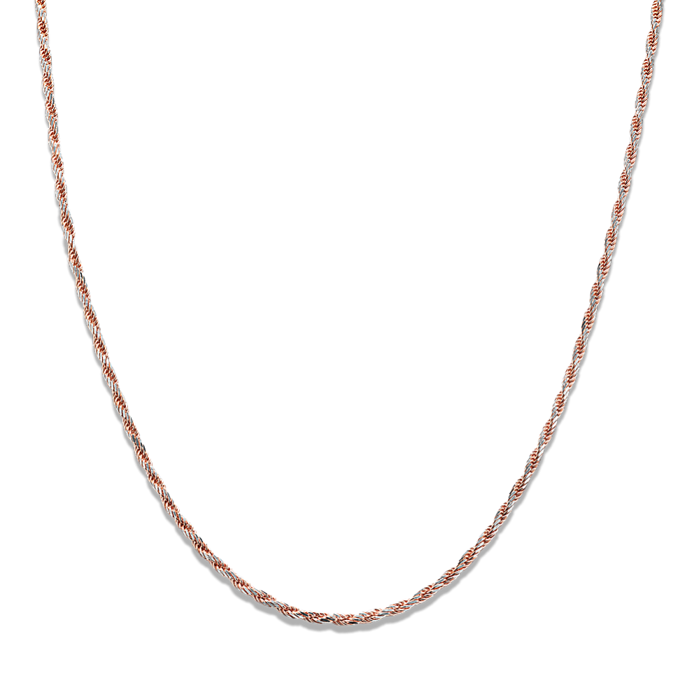 20'' 14K Rose & White Gold Rope Chain (1mm)