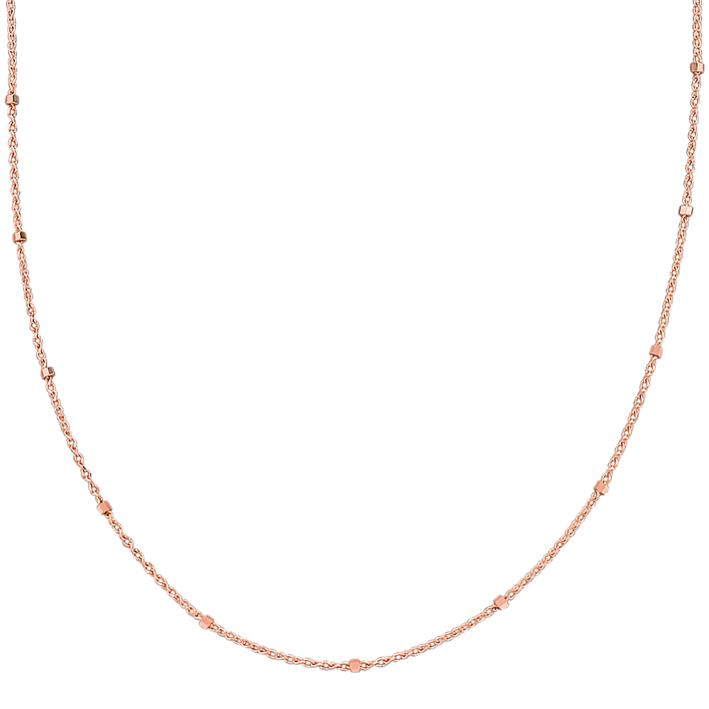 14k Rose Gold Wheat Chain with Stations (18 in)
