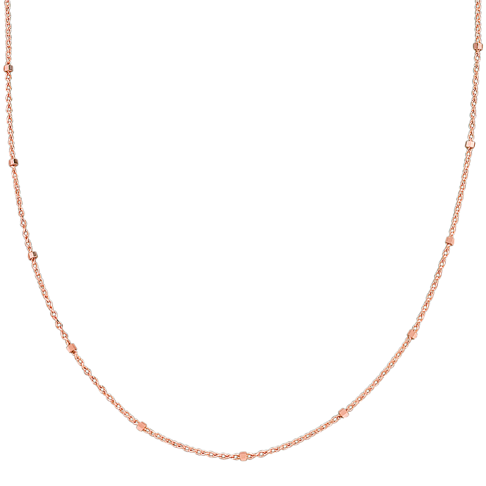 14k Rose Gold Wheat Chain with Stations (18'')