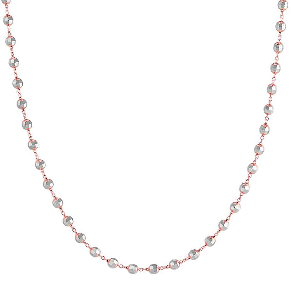 14k Two-Tone Disco Bead Necklace (25 in)