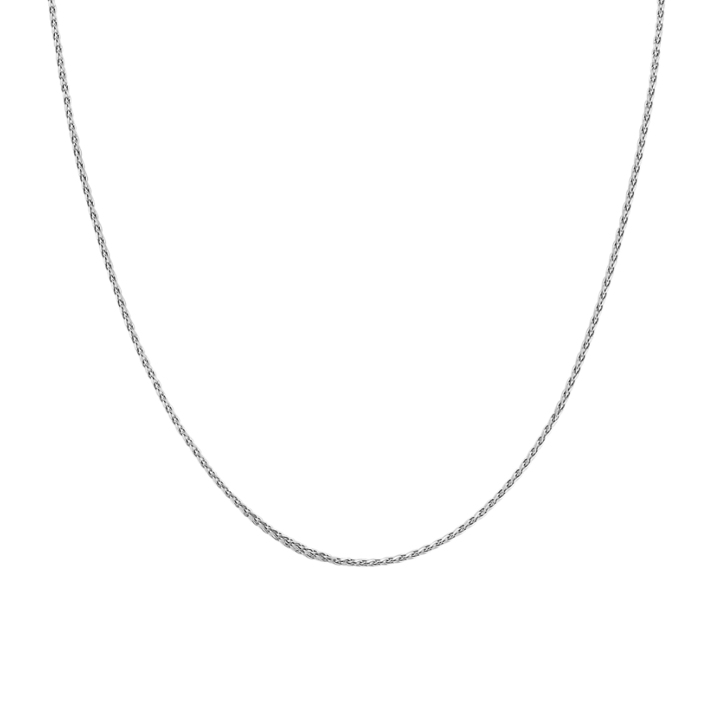14k White Gold Adjustable Natural Diamond Cut Wheat Chain (22 in)