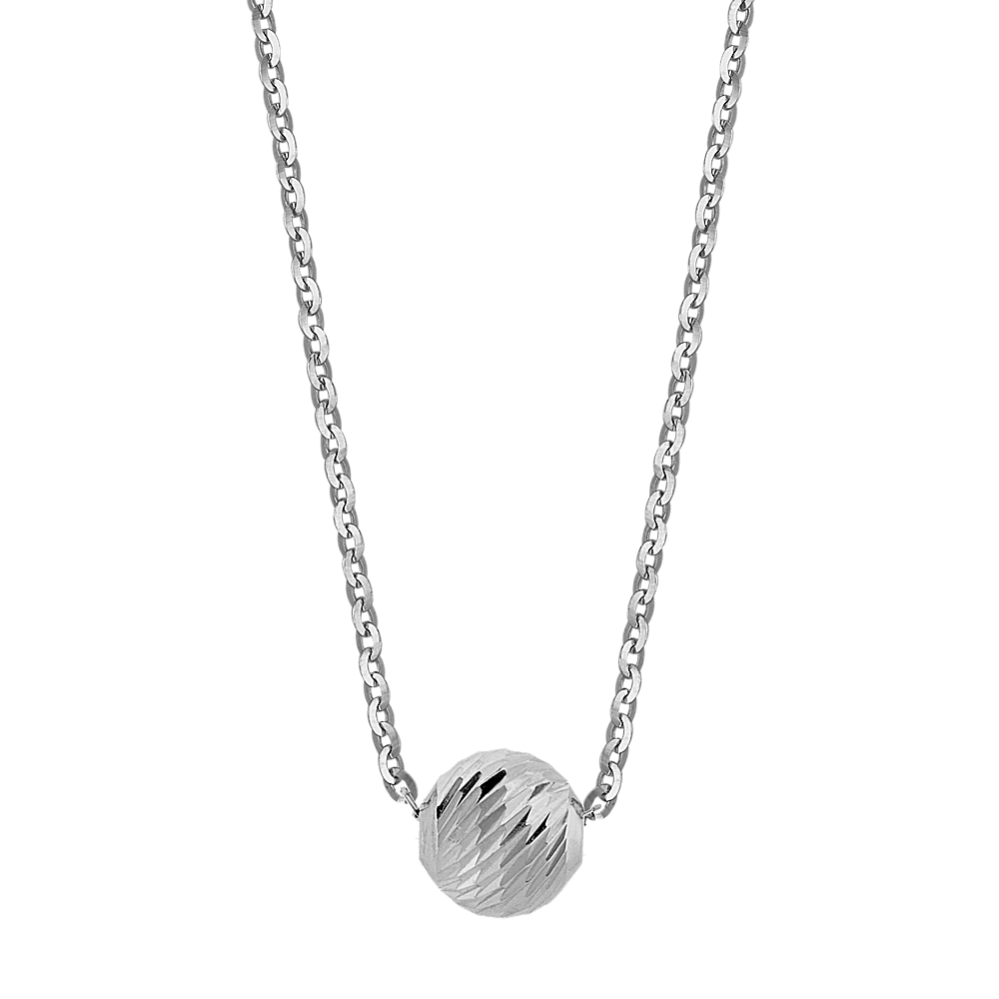 14k White Gold Ball Necklace (18 in)