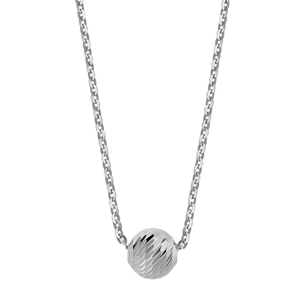 14k White Gold Ball Necklace (18'')