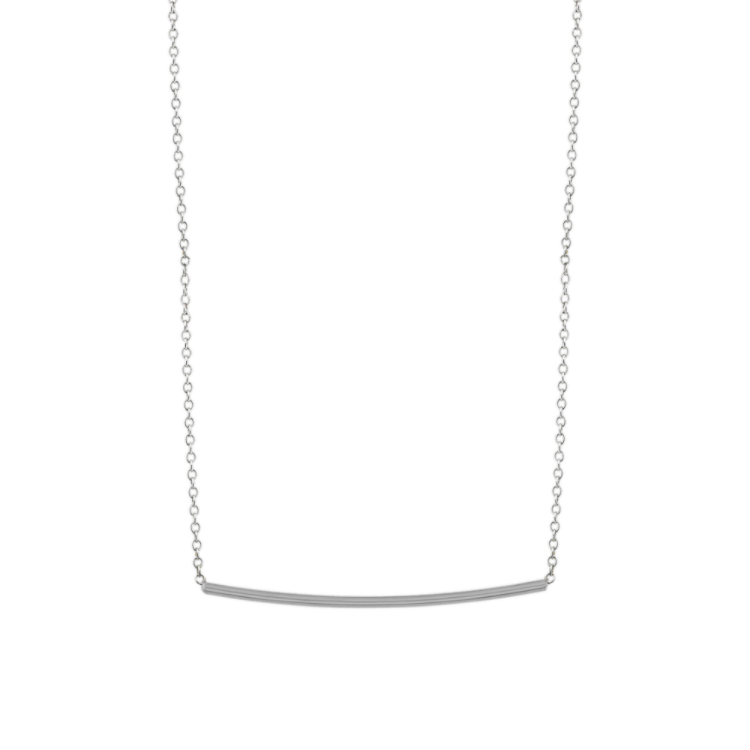 14k White Gold Bar Necklace (18 in)