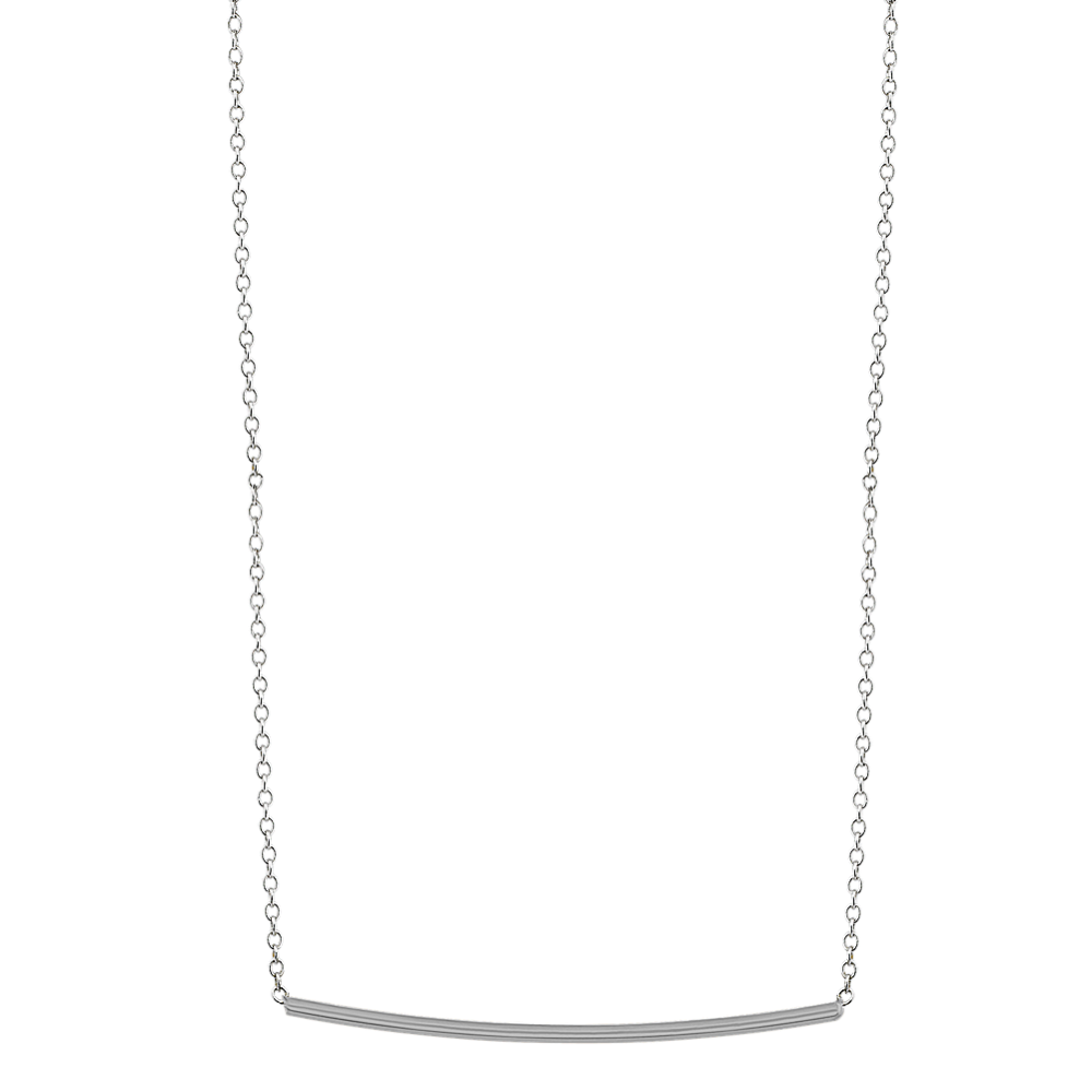14k White Gold Bar Necklace (18 in)