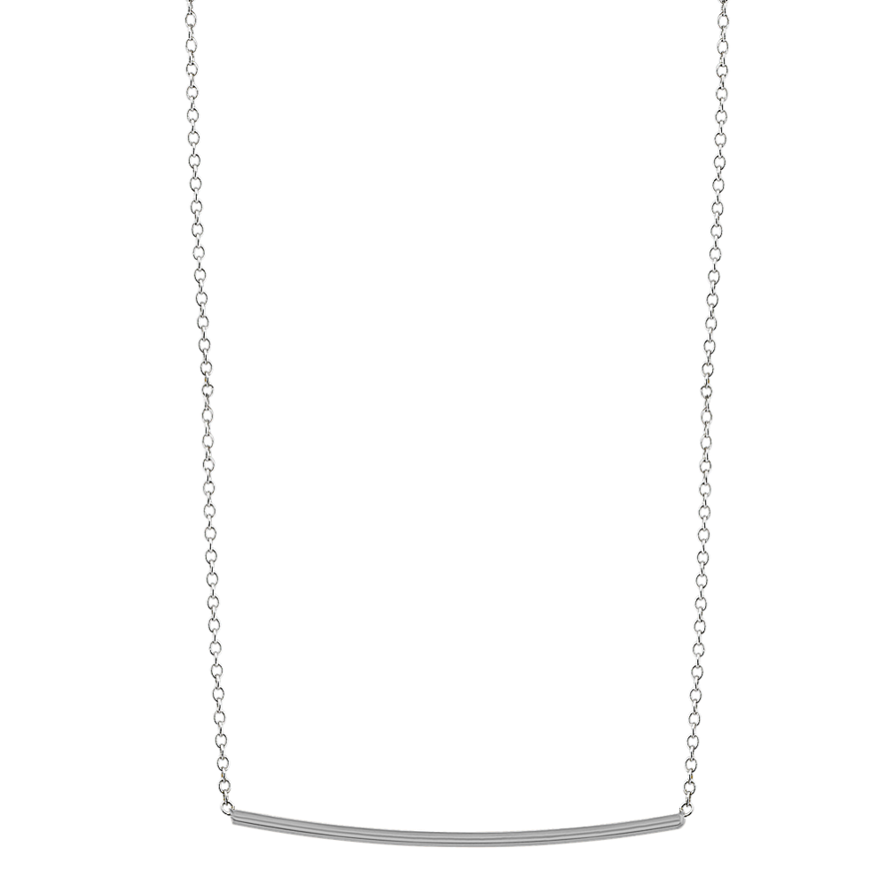 14k White Gold Bar Necklace (18'')