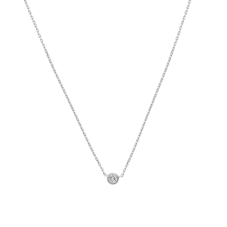 Oslo Bezel-Set Natural Diamond Necklace in 14K White Gold (18 in)