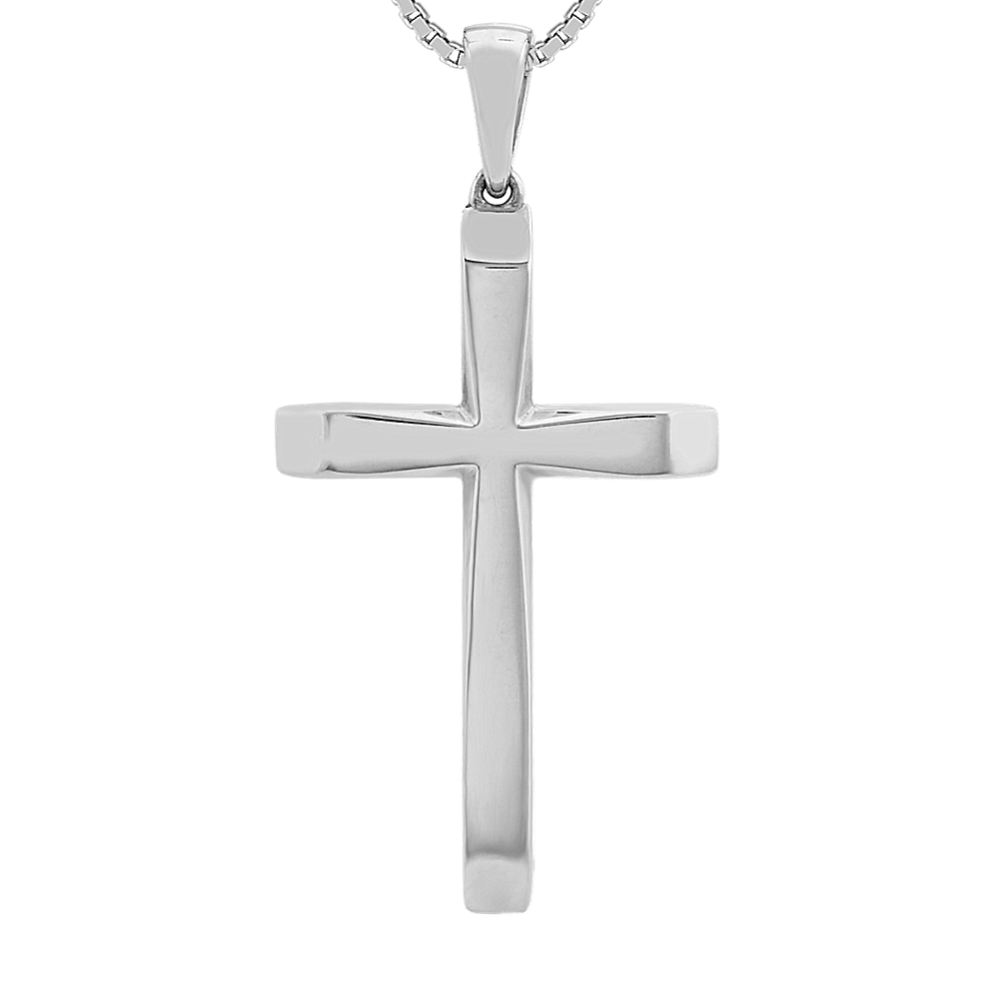14k White Gold Cross Pendant (24'')
