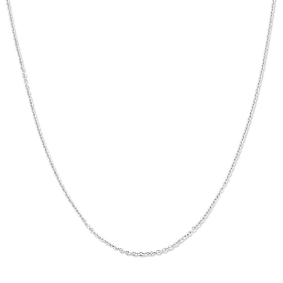 14k White Gold Diamond Cut Cable Chain (18 in)