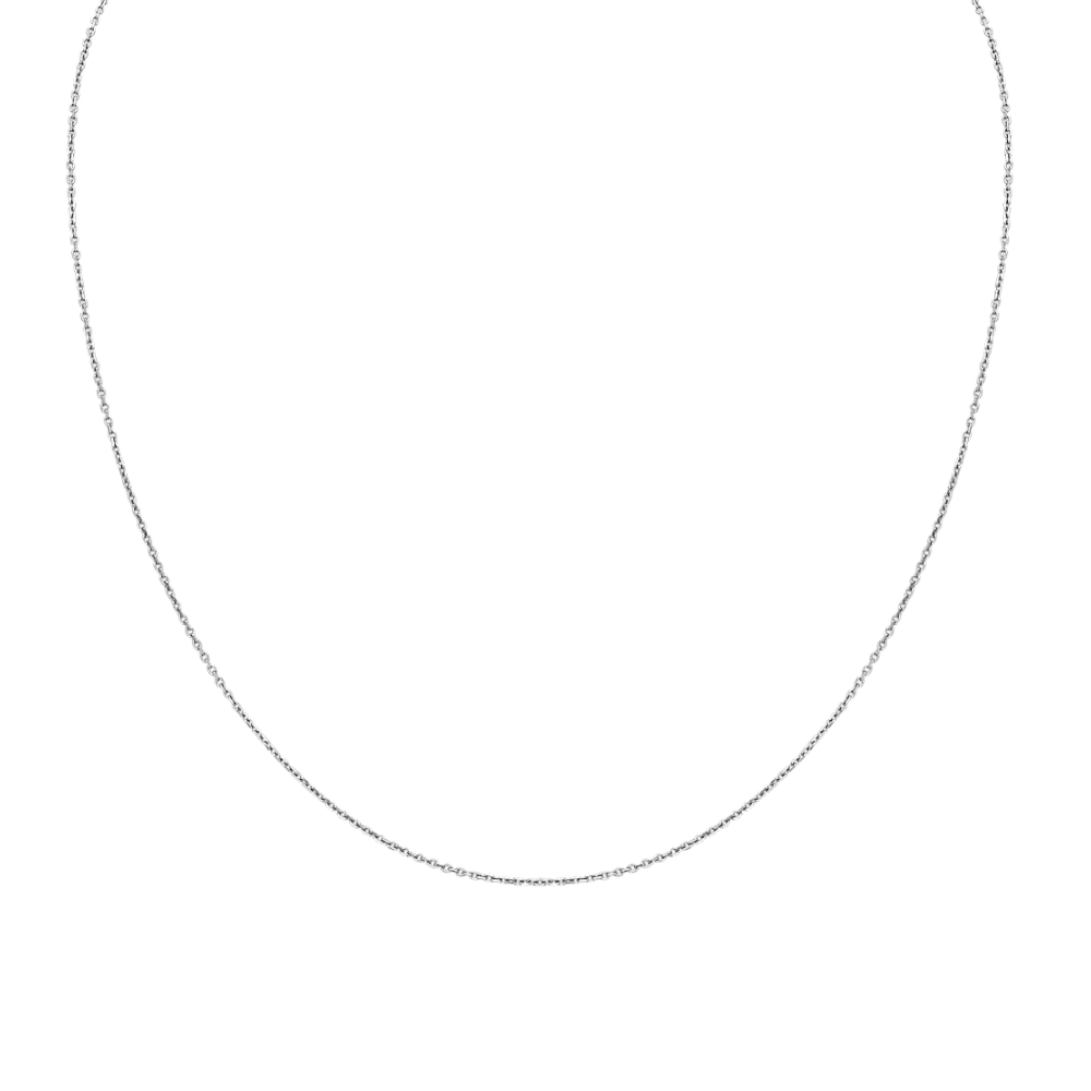 14k White Gold Diamond Cut Cable Chain (18 in)