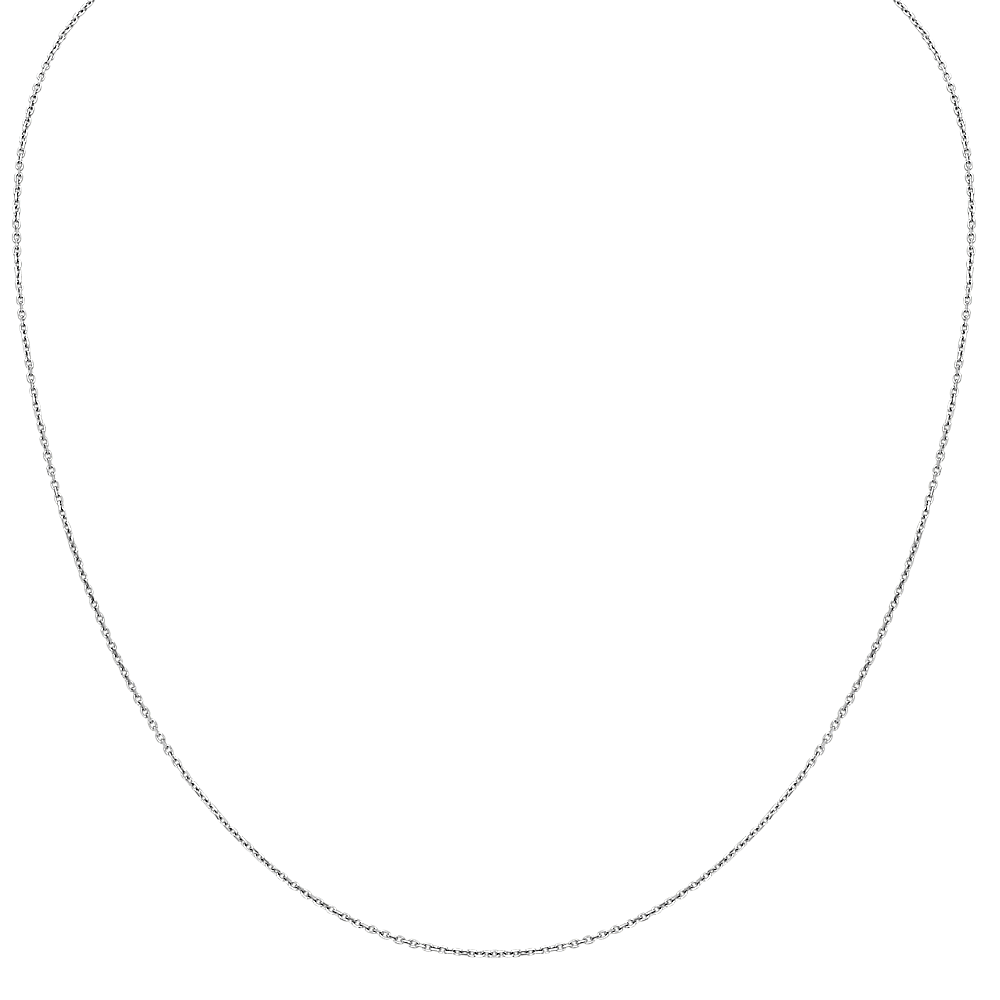 14k White Gold Diamond Cut Cable Chain (18 in)