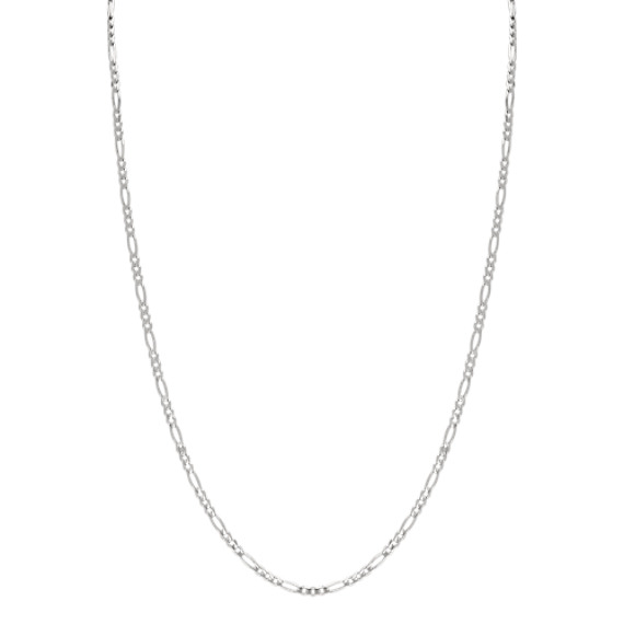 24 inch Mens 14k White Gold Figaro Chain
