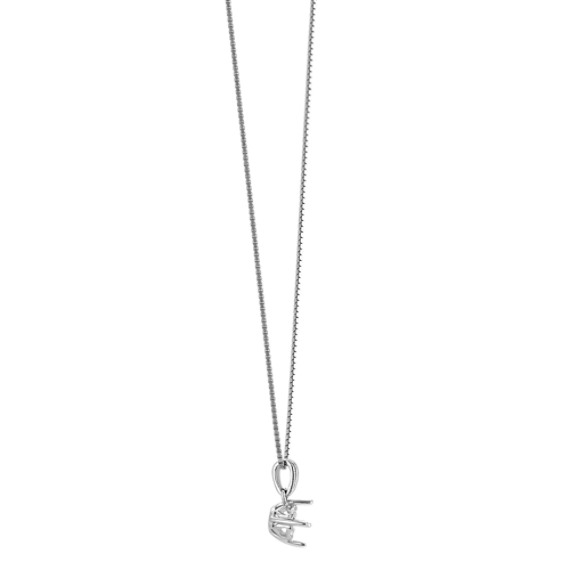 14k White Gold Pendant with Round Basket to hold .50 ct. (18 in ...