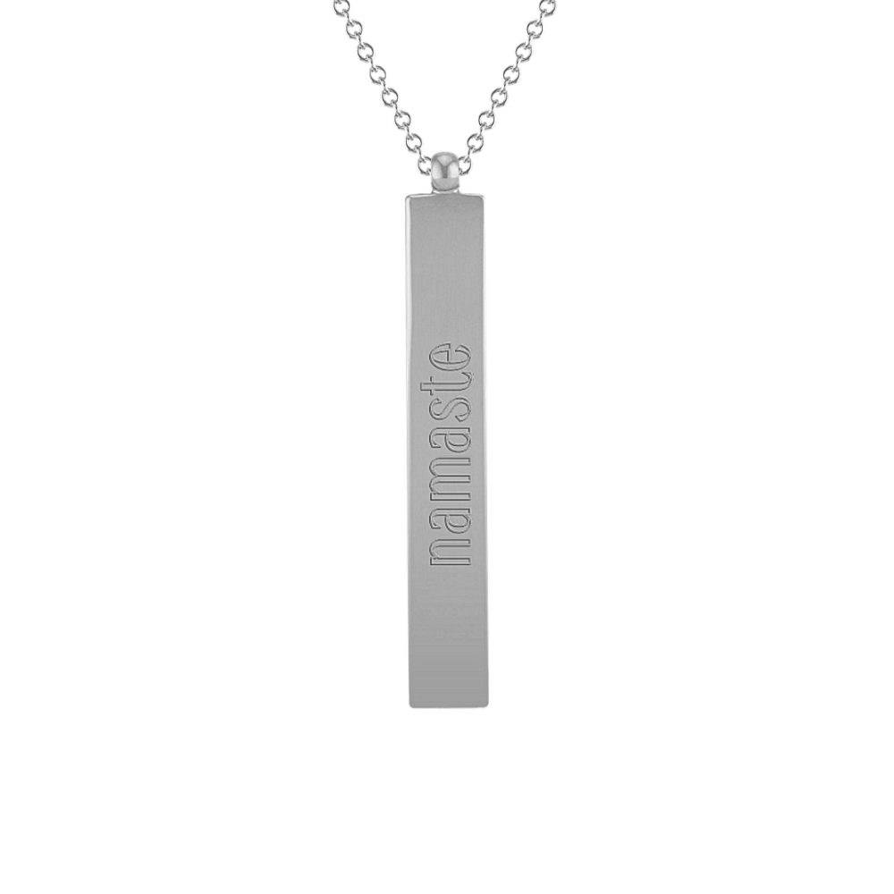 14K White Gold Vertical Bar Necklace